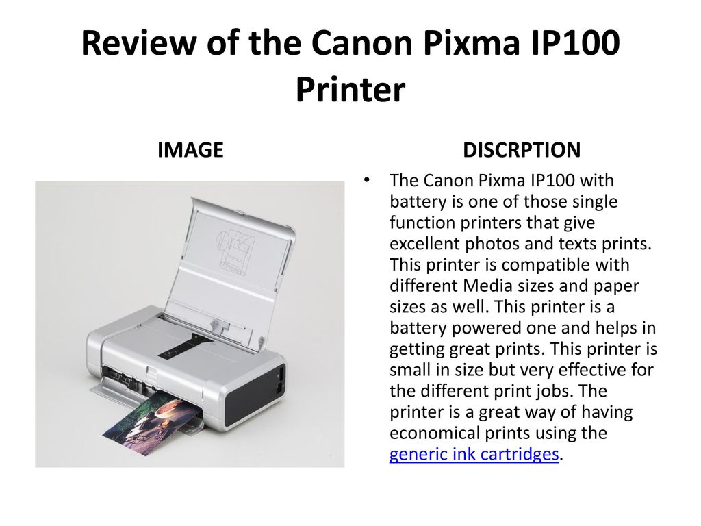 canon pixma ip100 review